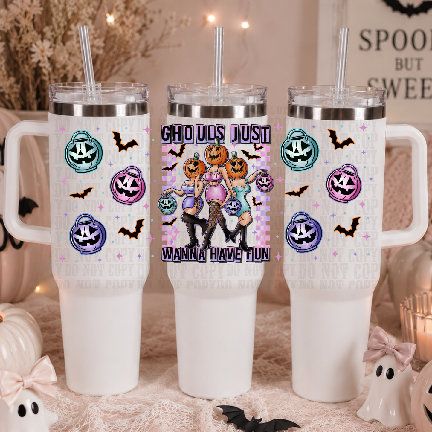 40oz GHOULS JUST WANT TO HAVE FUN  UV DTF CUP WRAP