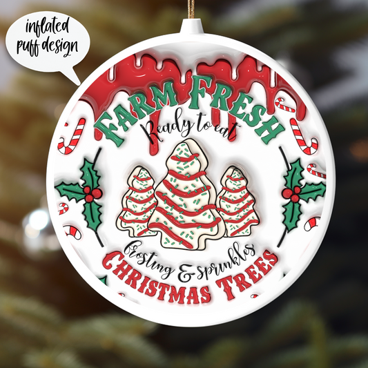 FARM FRESH -INFLATED PUFF DESIGN UV DTF ORNAMENT DECAL