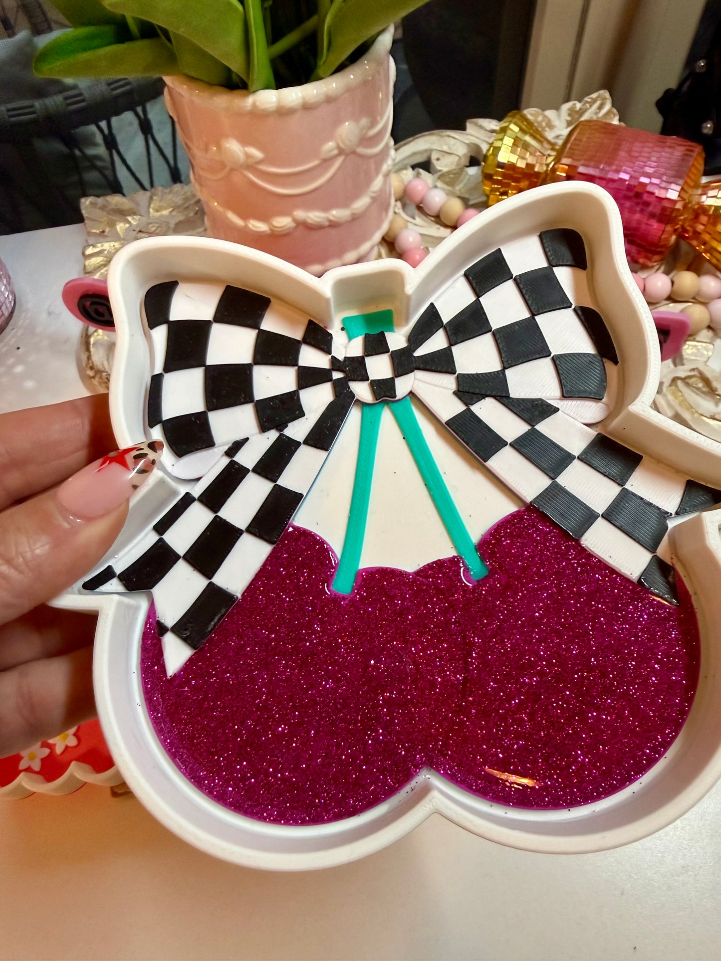 Wholesale:CHERRY CHECKER Trinket Tray | Cute 3D Printed Catch-All Dish