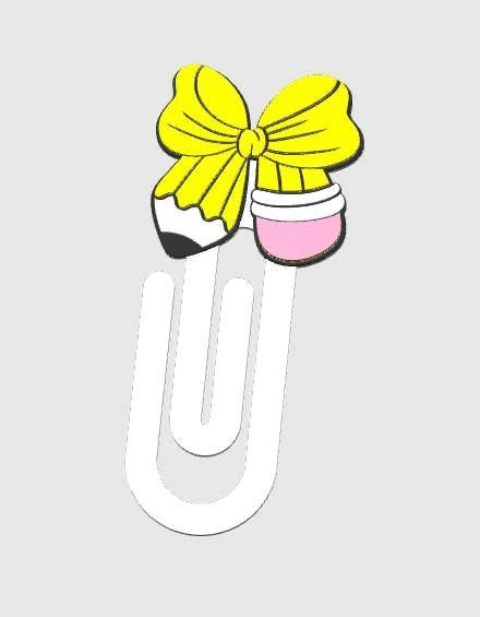 Teacher Pencil Bow Jumbo Paperclip Bookmark | Cute Checkered Planner Clip