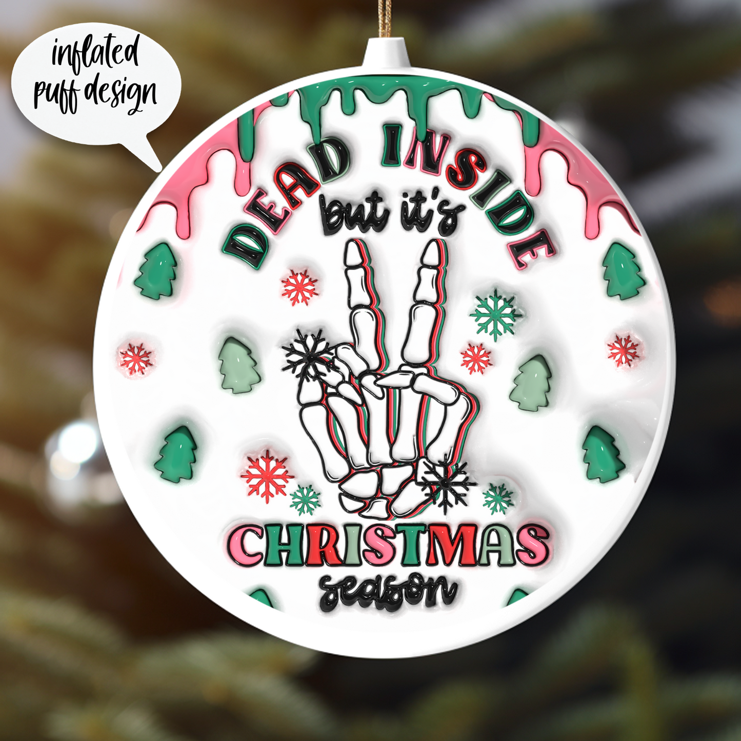 DEAD INSIDE -INFLATED PUFF DESIGN UV DTF ORNAMENT DECAL