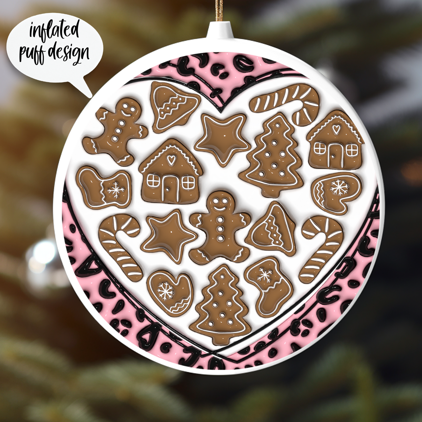 CHEETAH GINGY -INFLATED PUFF DESIGN UV DTF ORNAMENT DECAL