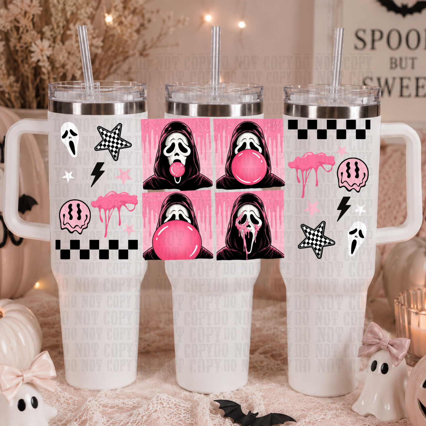 40oz BUBBLE GUM HORROR BUNDLE UV DTF CUP WRAP -SHOP EXCLUSIVE BY CIERA