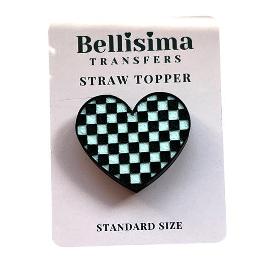 3D CHECKERED HEART STRAW TOPPER
