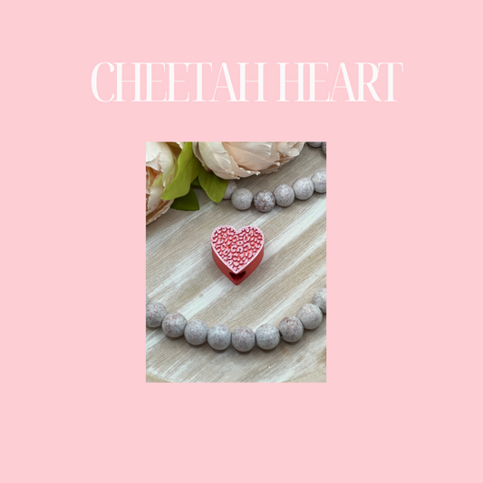 3D Cheetah Heart straw topper