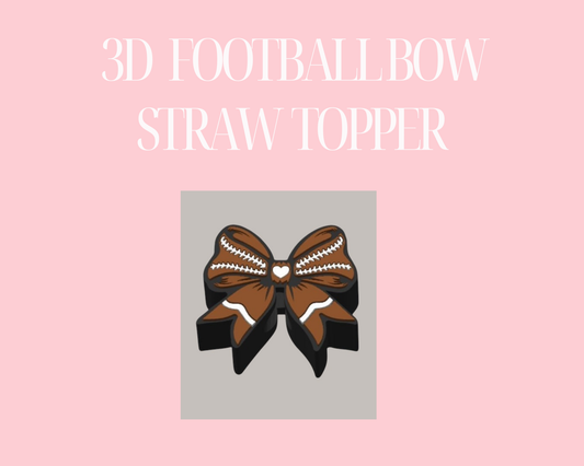 3D Football Bow Straw Topper- STANDARD and STANLEY
