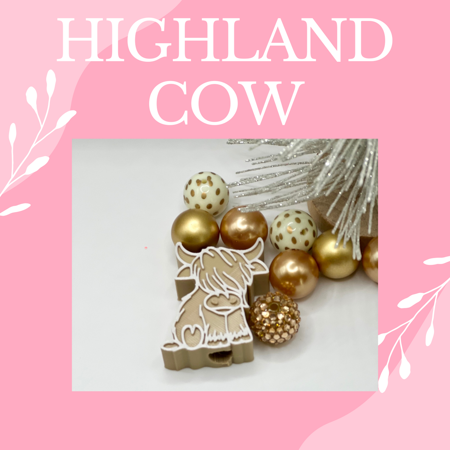 3D Highland Cow Straw Topper