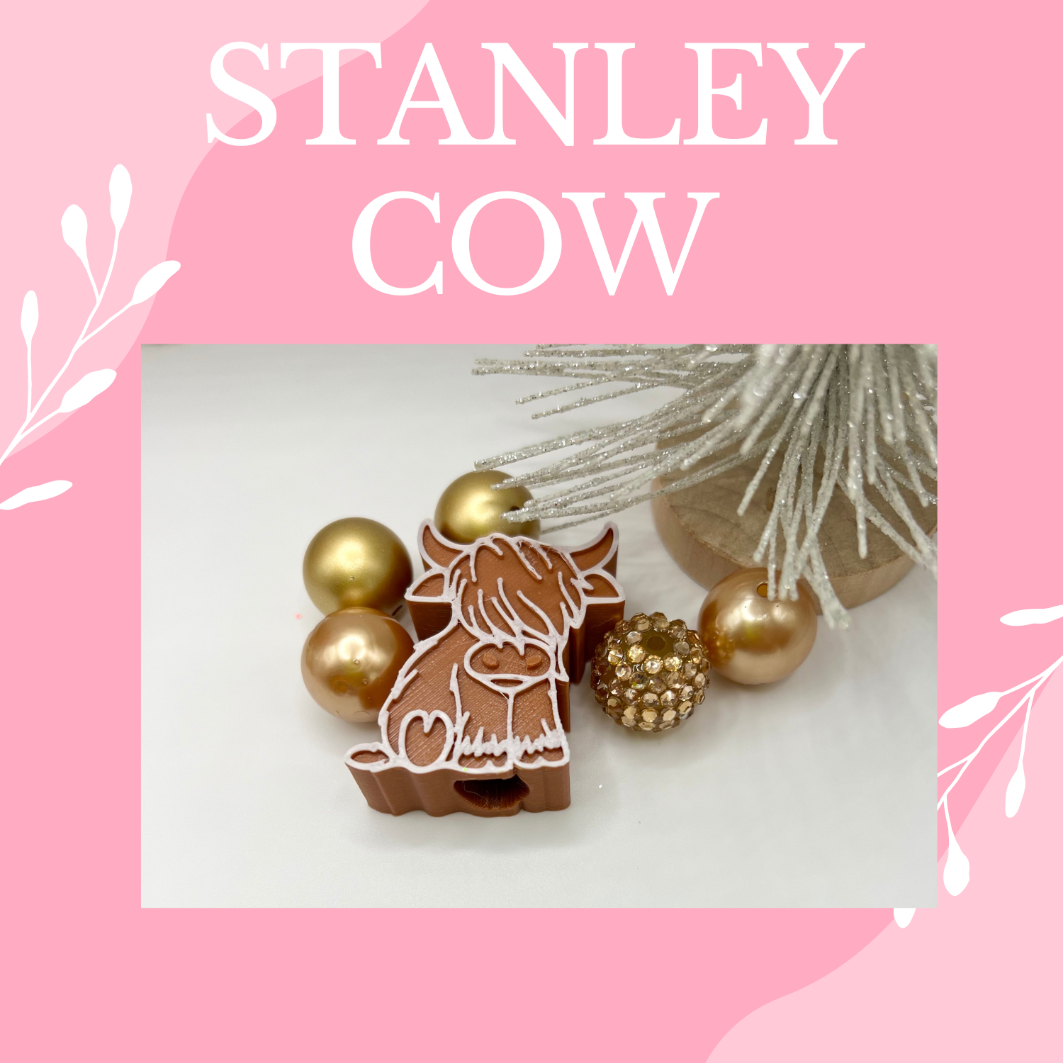 3D Highland Cow Straw Topper for Stanley