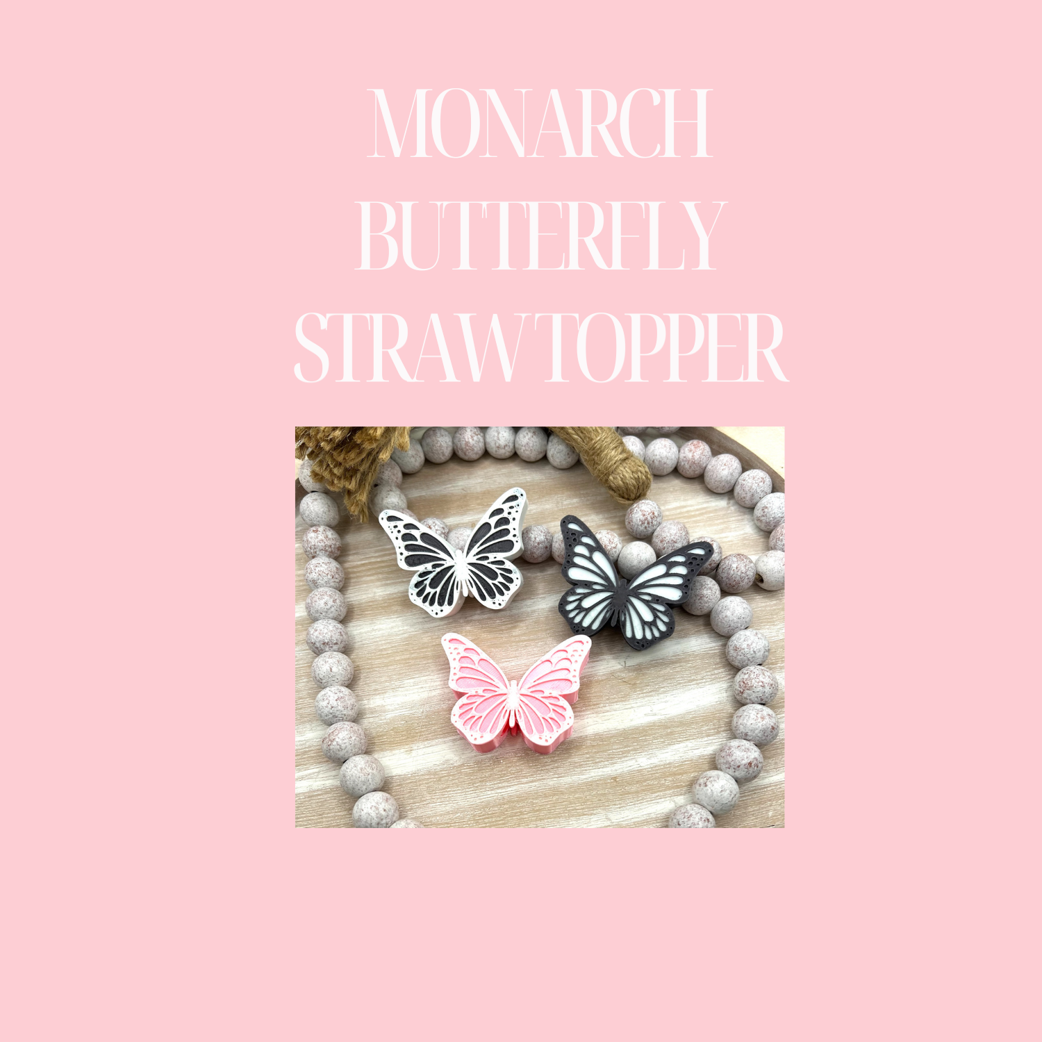 3D Monarch Butterfly Straw Topper