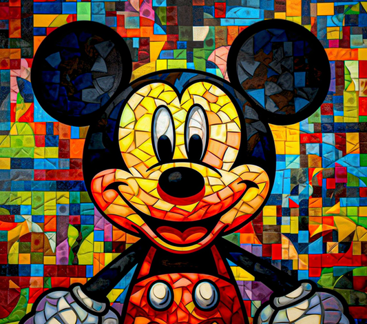 3D Colorful Stained Glass Mickey Sublimation Print