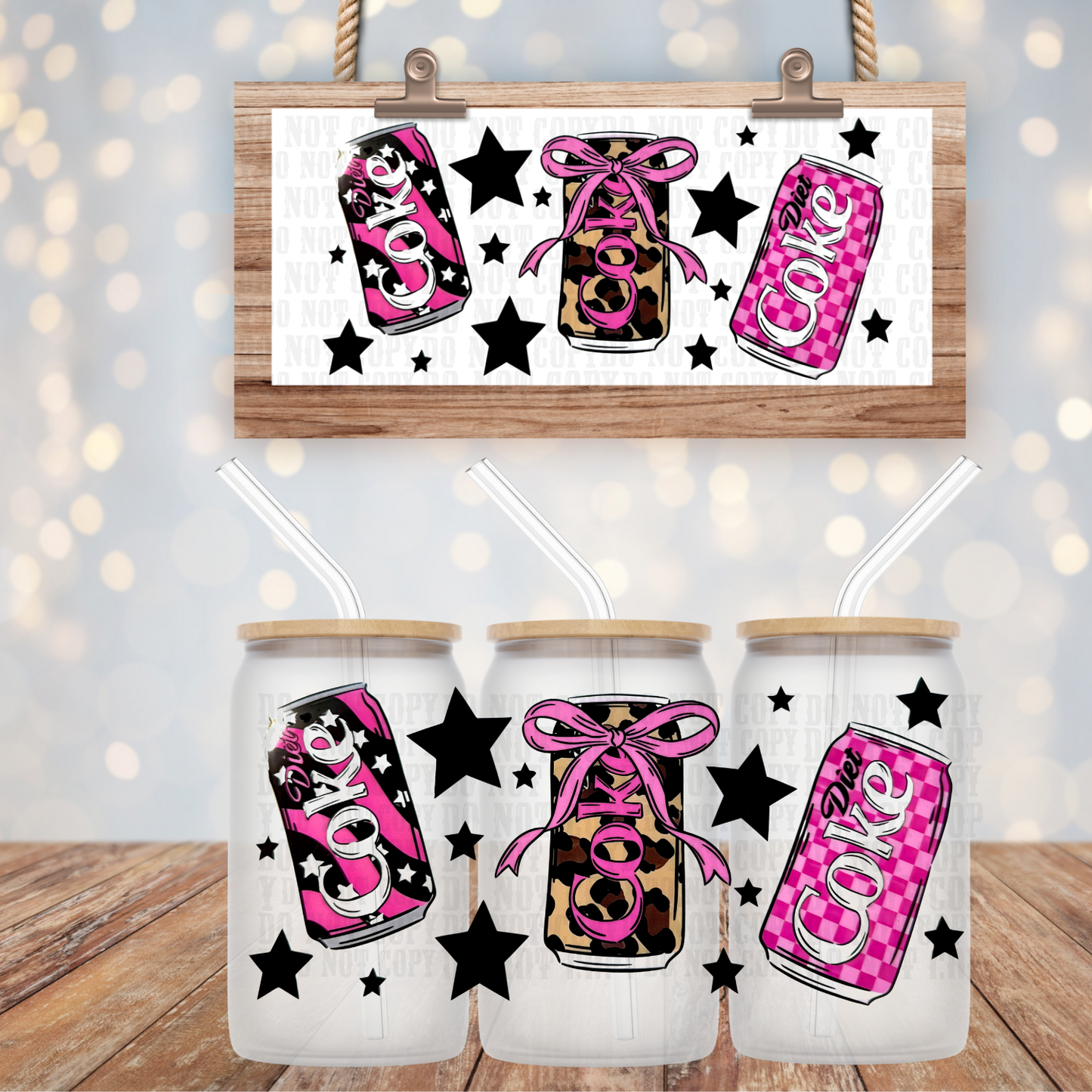 DC PINK CHECKER UV DTF CUP WRAP