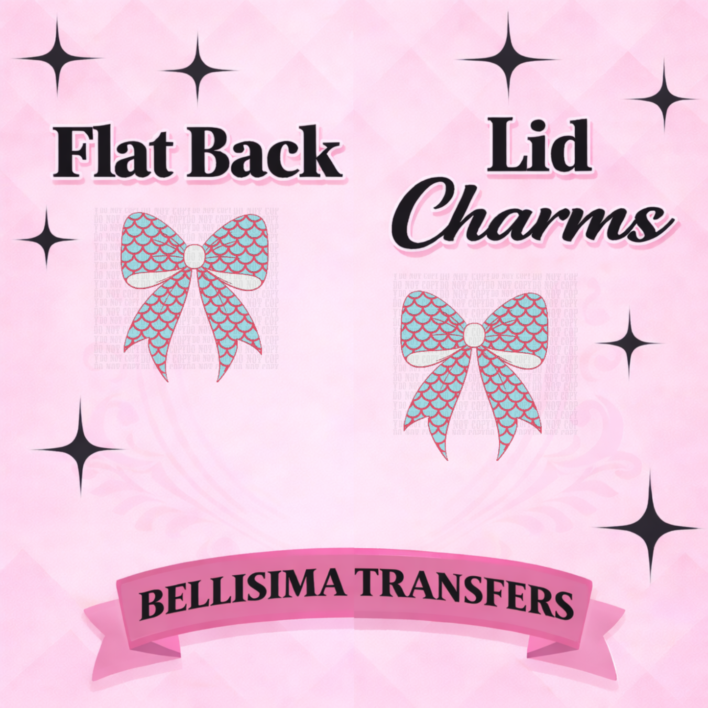 MERMAID BOW-Flat Back Lid Charms
