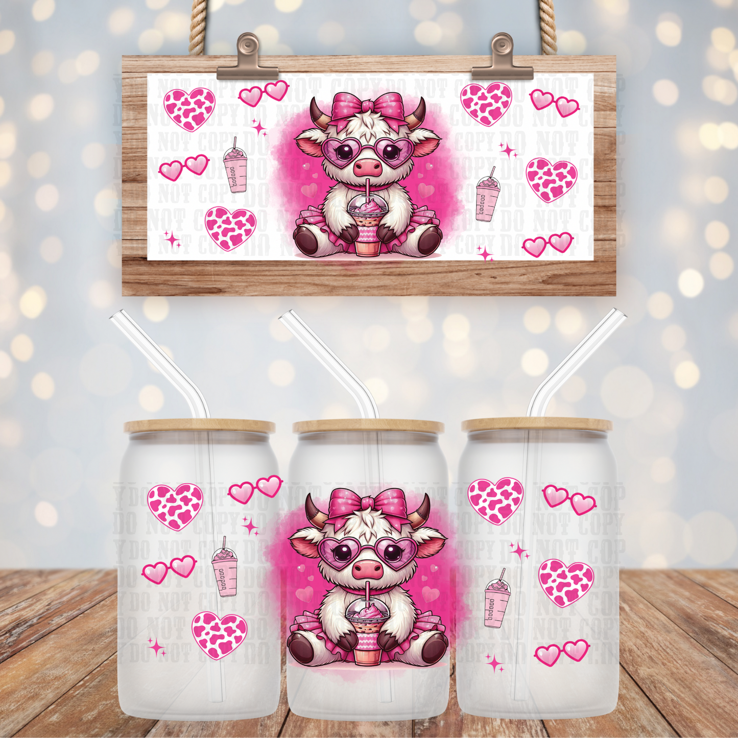 PINK COW - UV DTF CUP WRAP SHOP EXCLUSIVE BY KIKI CREATES