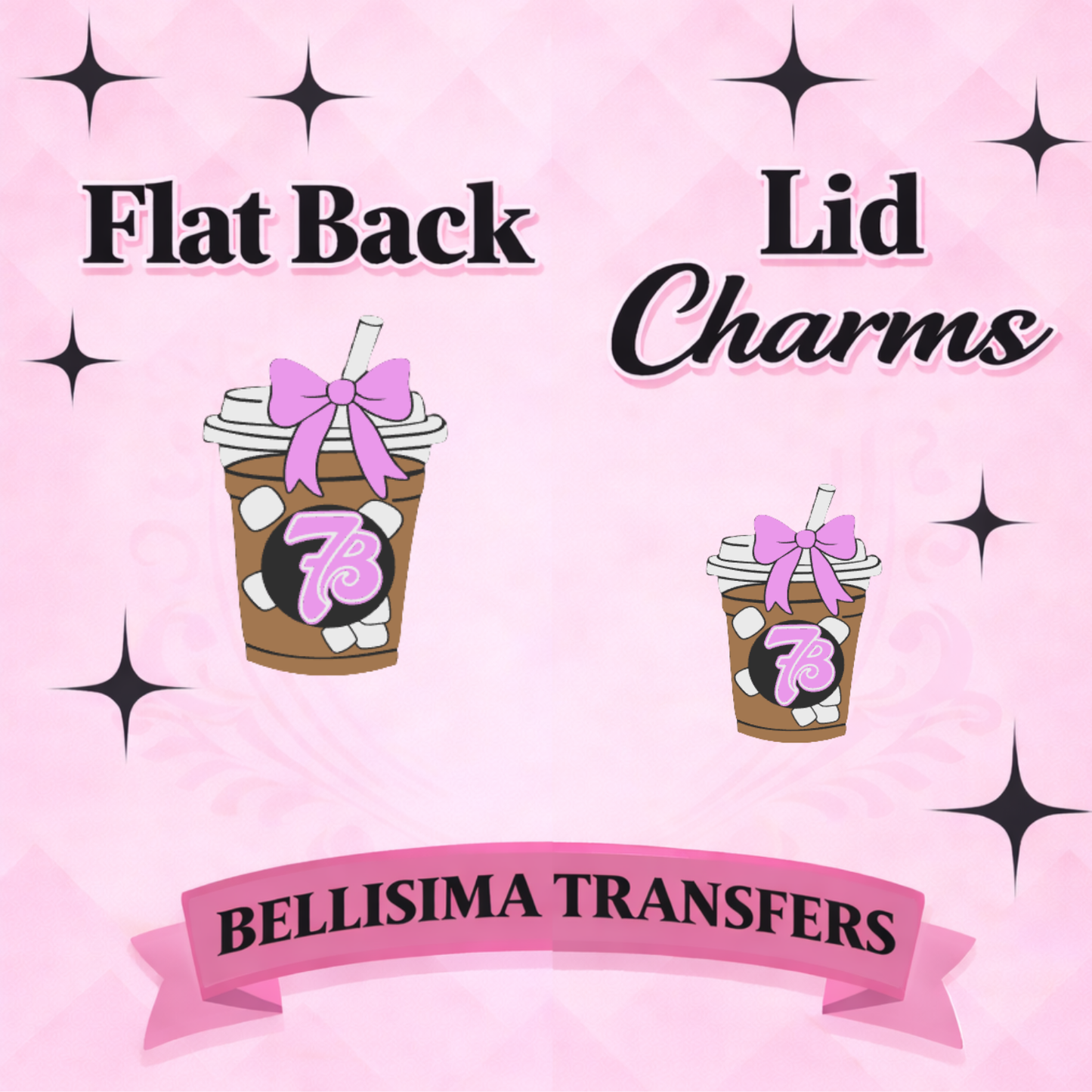 PINK 7 COFFEE  Flat Back Lid Charms