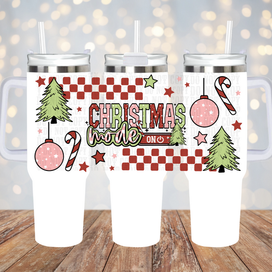 40oz RED CHECKERED CHRISTMAS MODE  UV DTF CUP WRAP