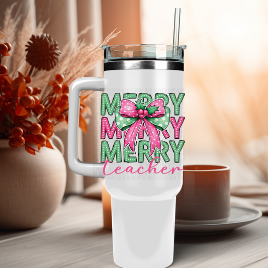 40oz MERRY TEACHER UV DTF DECAL