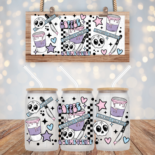 COFFEE AND CRIME SCENES-16oz UV DTF CUP WRAP