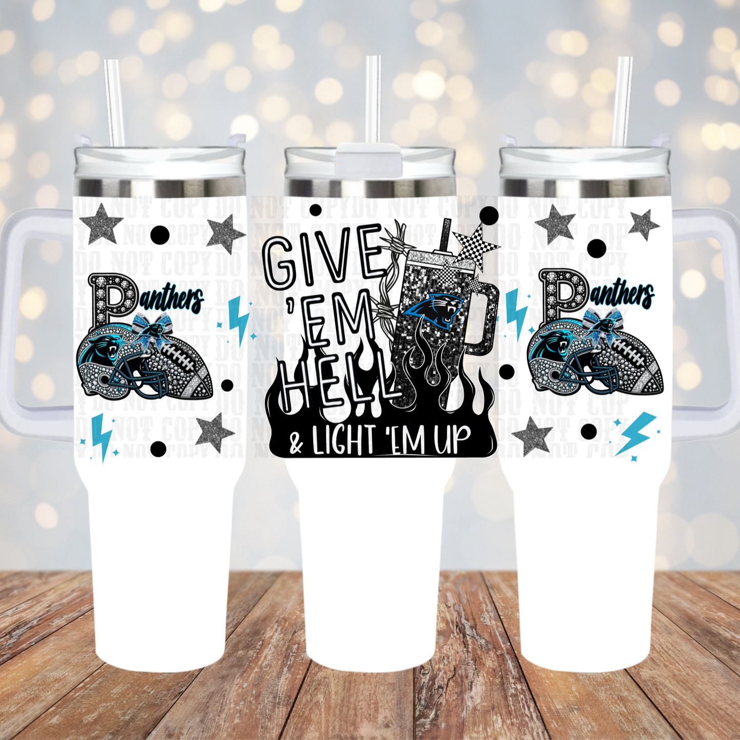 40OZ GIVE EM HELL Football Bundle UV DTF CUP WRAP