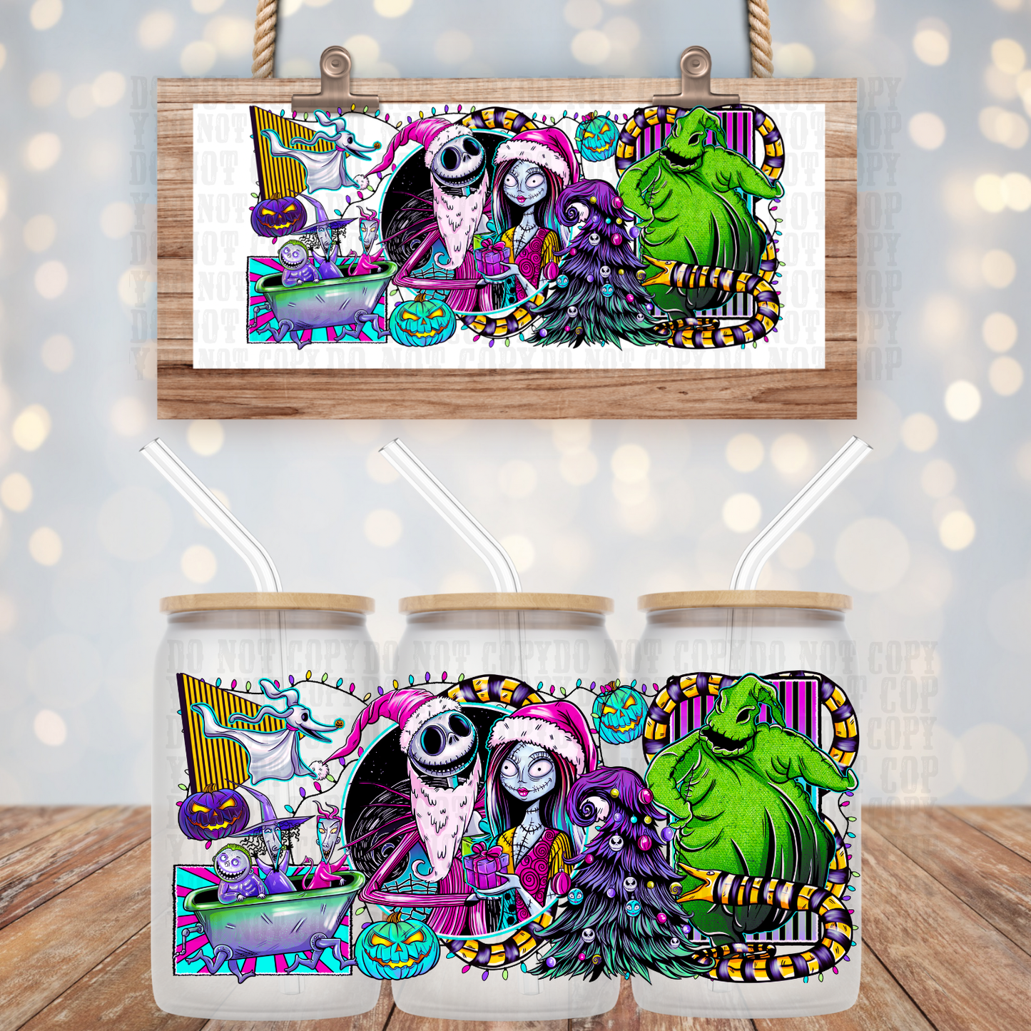 NEON N BEE SEE CHRISTMAS UV DTF CUP WRAP