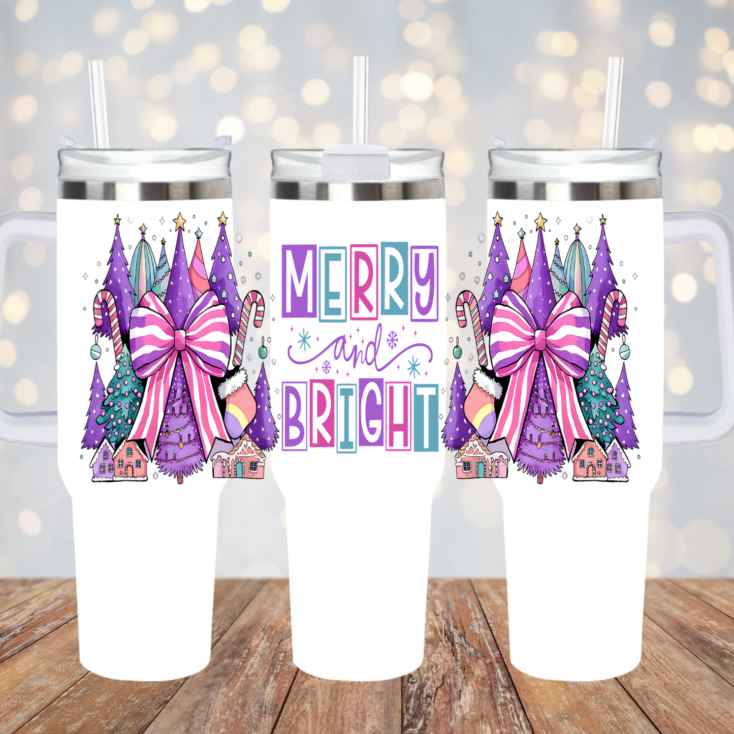 40oz MERRY AND BRIGHT UV DTF CUP WRAP