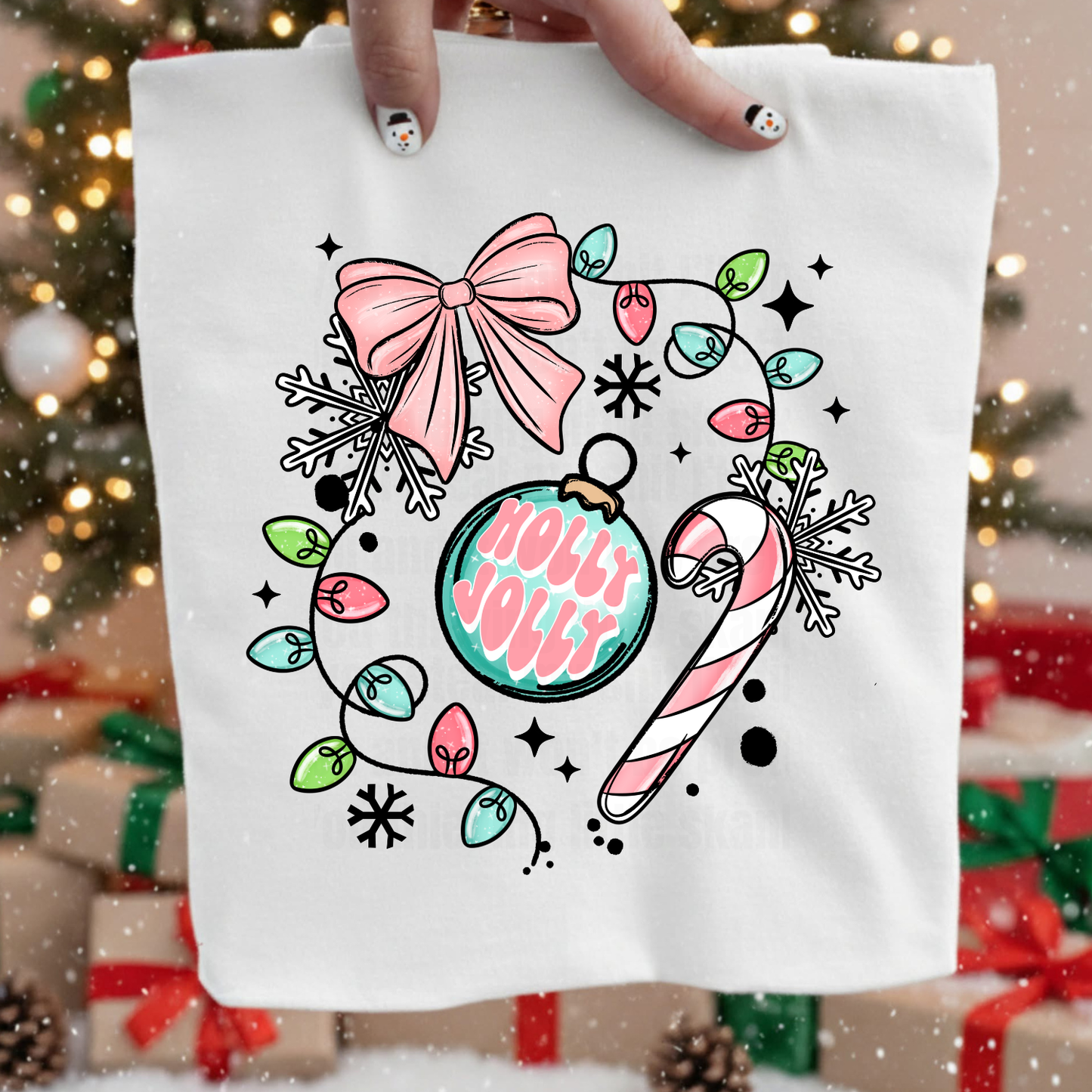 HOLLY JOLLY ORNAMENT DTF