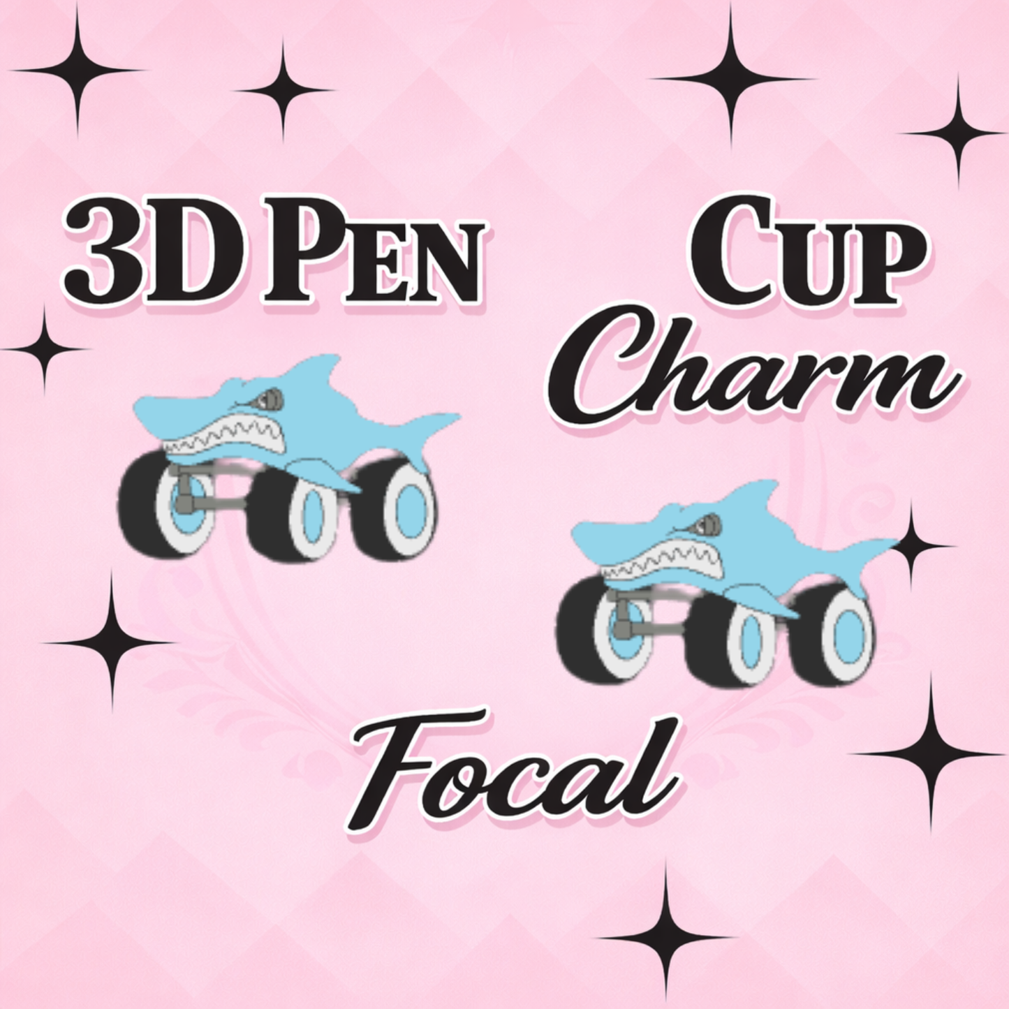 SHARK TRUCK Focal for Pen & Cup Charms -Interchangeable Decorative Pen Toppers