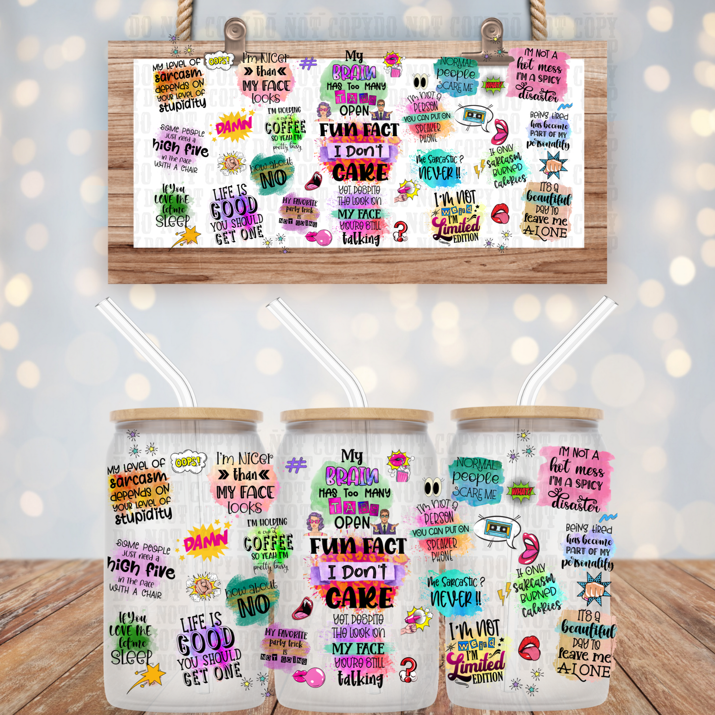 SARCASTIC AFFIRMATIONS UV DTF CUP WRAP