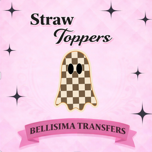 3D CHECKER GHOSTIE STRAW TOPPER STANDARD SIZE OR STANLEY