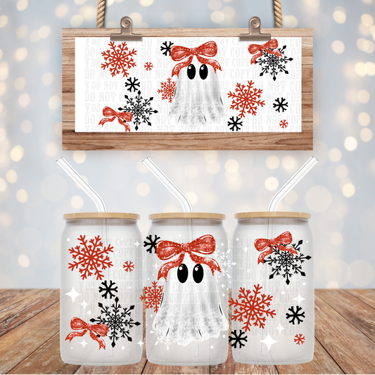 CHRISTMAS LACE GHOSTY UV DTF CUP WRAP