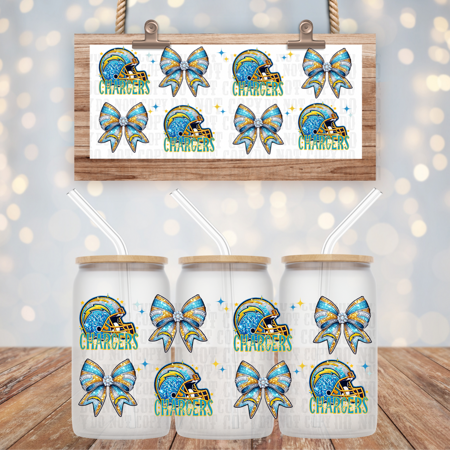 COQUETTE CHARGER FOOTBALL BUNDLE UV DTF CUP WRAP