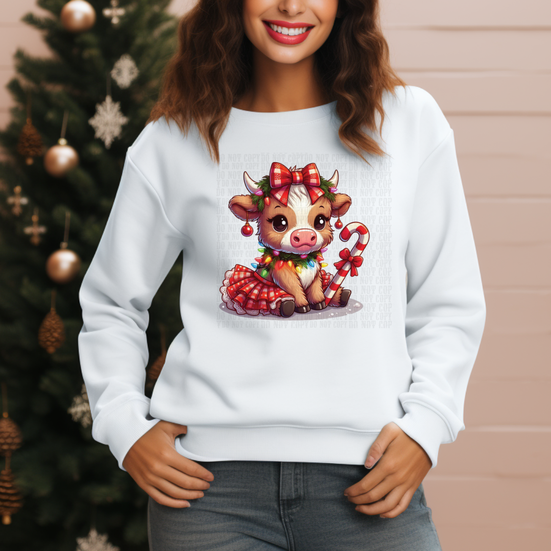 Candy Cane Cow Sweatshirt, T-Shirt