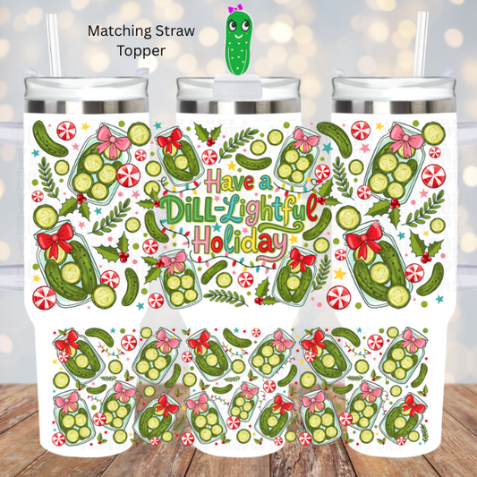 40oz PICKLE DILL-LIGHTFUL CHRISTMAS UV DTF CUP WRAP