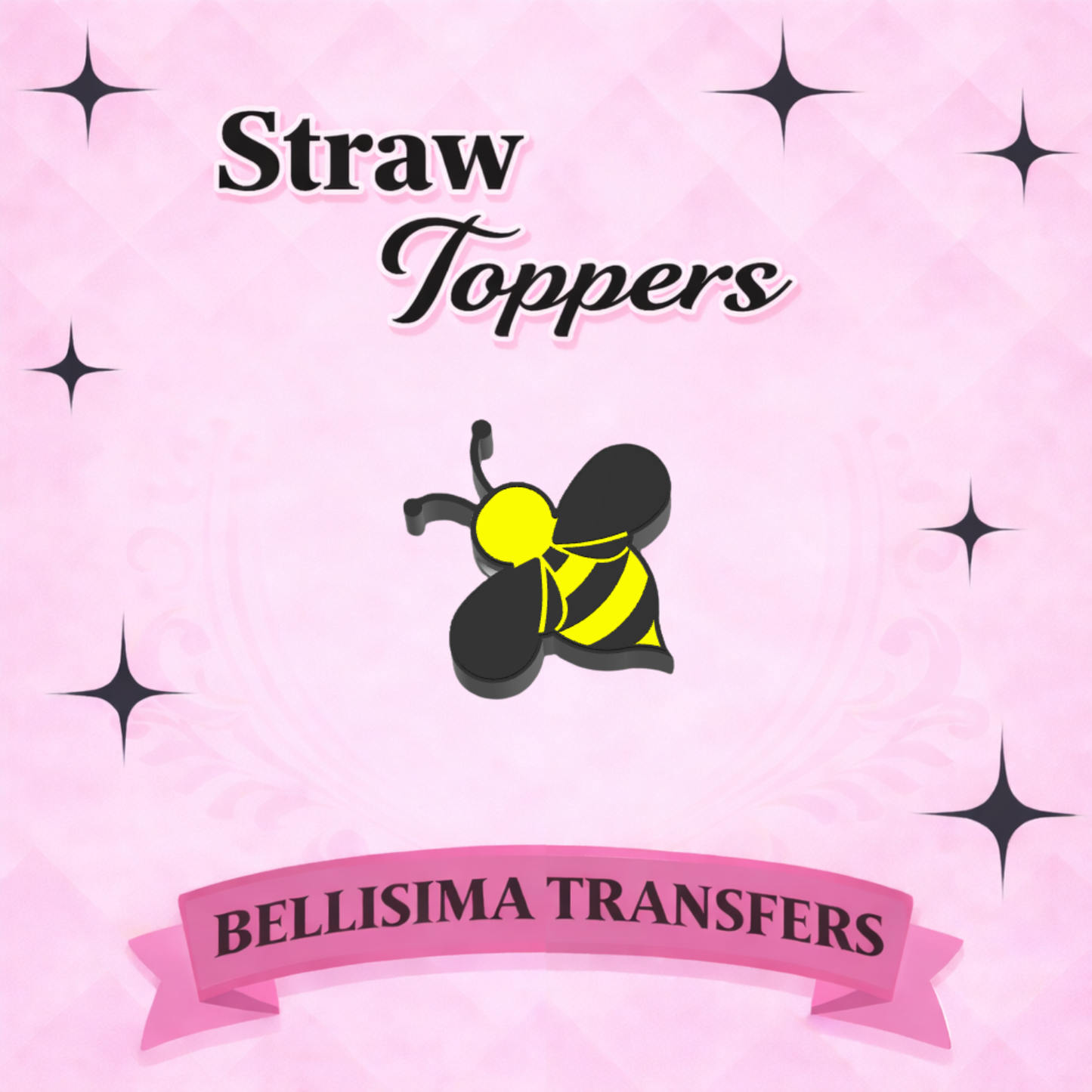 BUMBLE BEE Straw Topper – 3D Printed Tumbler Accessory | Standard or Stanley