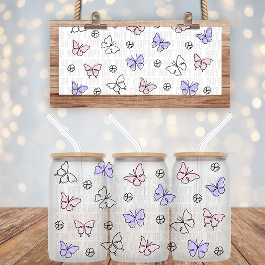 ABSTRACT BUTTERFLY UV DTF CUP WRAP