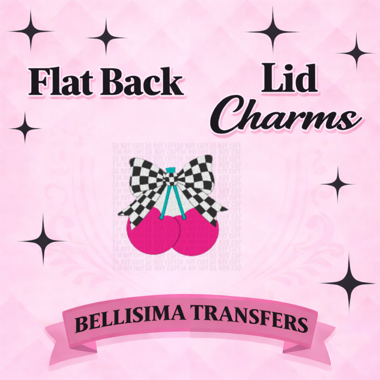 CHECKER CHERRY Flat Back Lid Charms