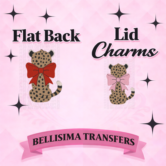 CHEETAH W/BOW Flat Back Lid Charms