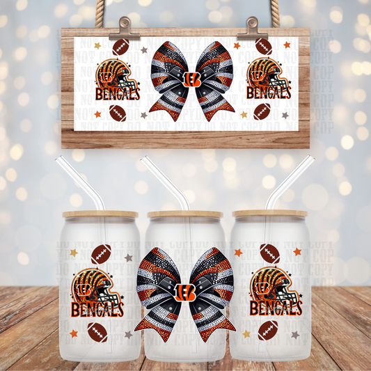 COQUETTE BENGAL FOOTBALL BUNDLE UV DTF CUP WRAP