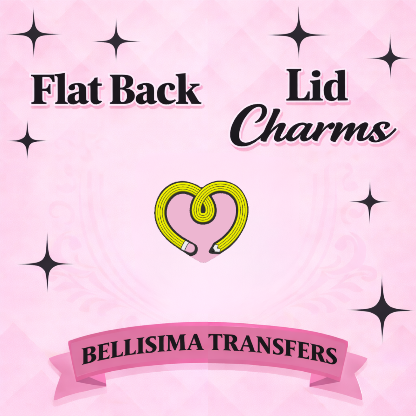 PENCIL HEART FLAT Back Lid Charms