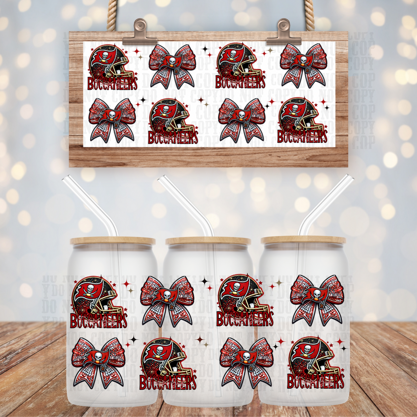 COQUETTE BUCCS FOOTBALL BUNDLE UV DTF CUP WRAP