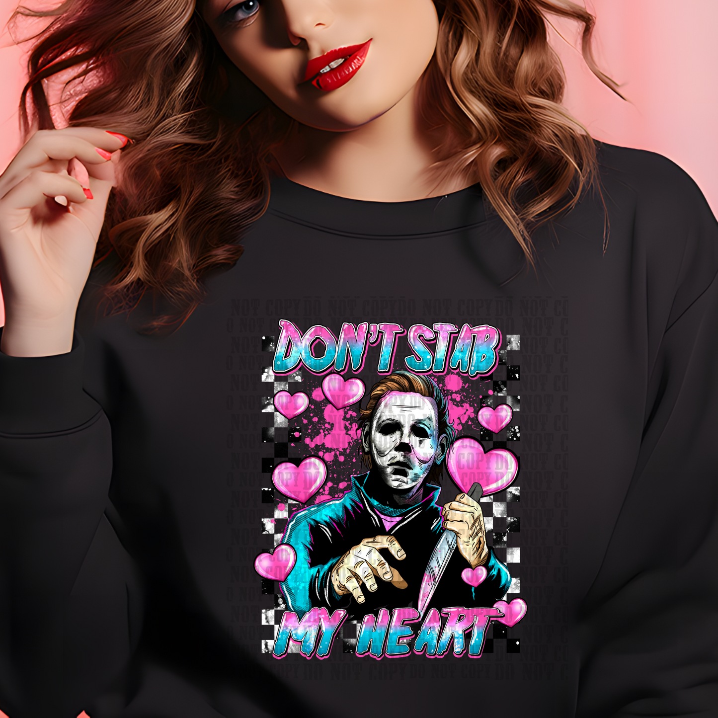 HOLOGRAPHIC DON'T STAB MY HEART HORROR VALENTINES DTF