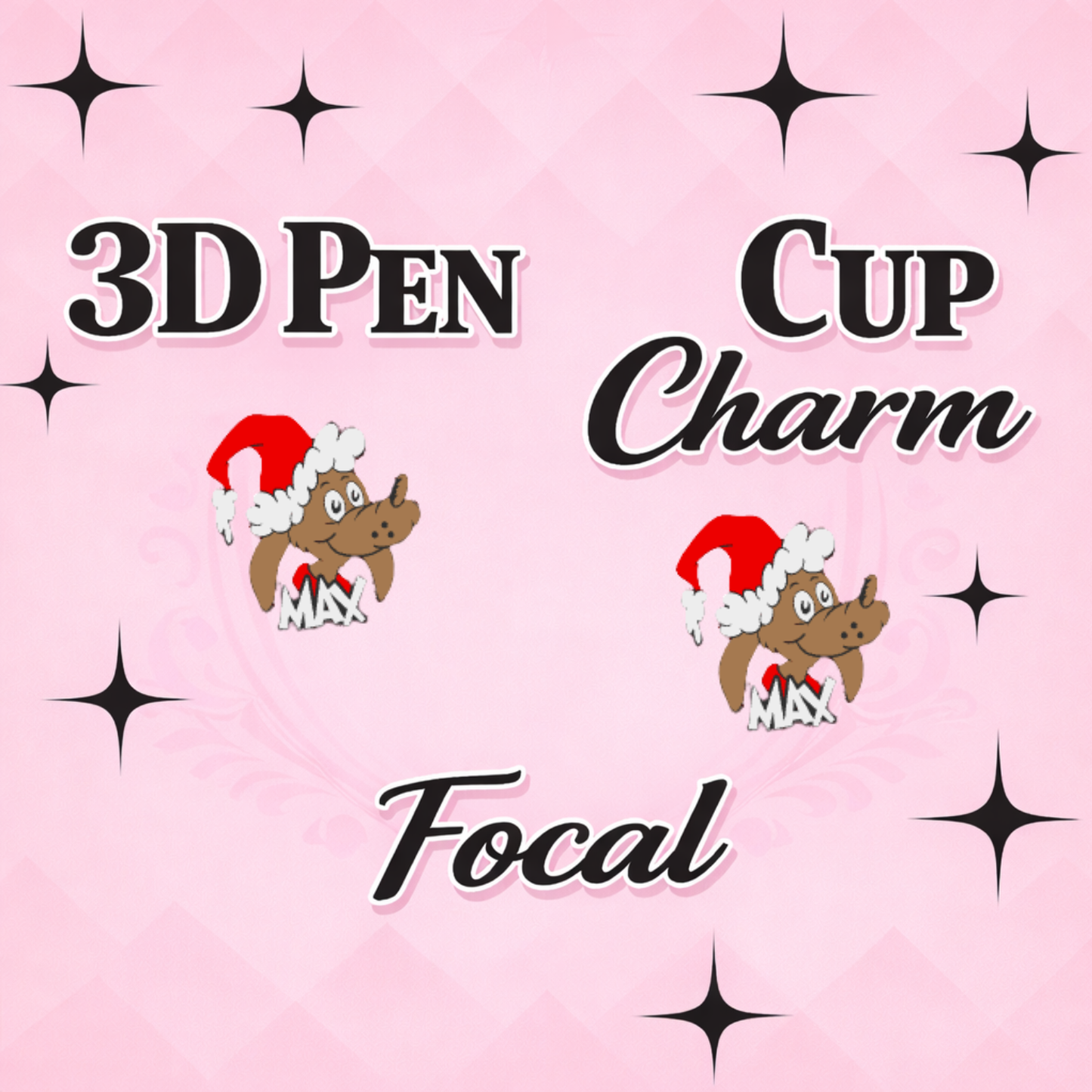HOLIDAY PUP Focal  for Pen & Cup Charms -Interchangeable Decorative Pen Toppers