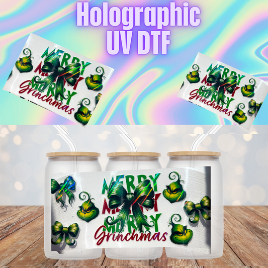HOLOGRAPHIC GRUMPY MERRY STACKED UV DTF CUP WRAP