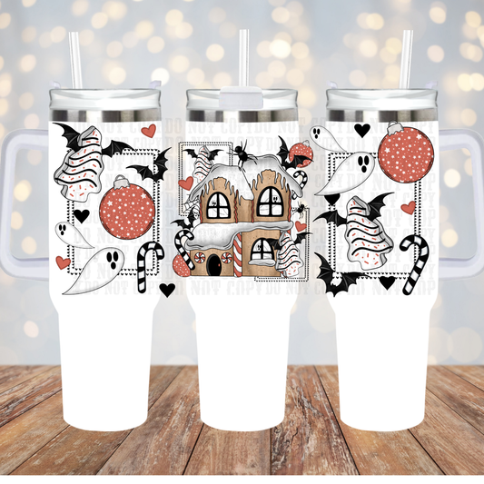 40oz SPOOKY GINGY HOUSE  UV DTF CUP WRAP
