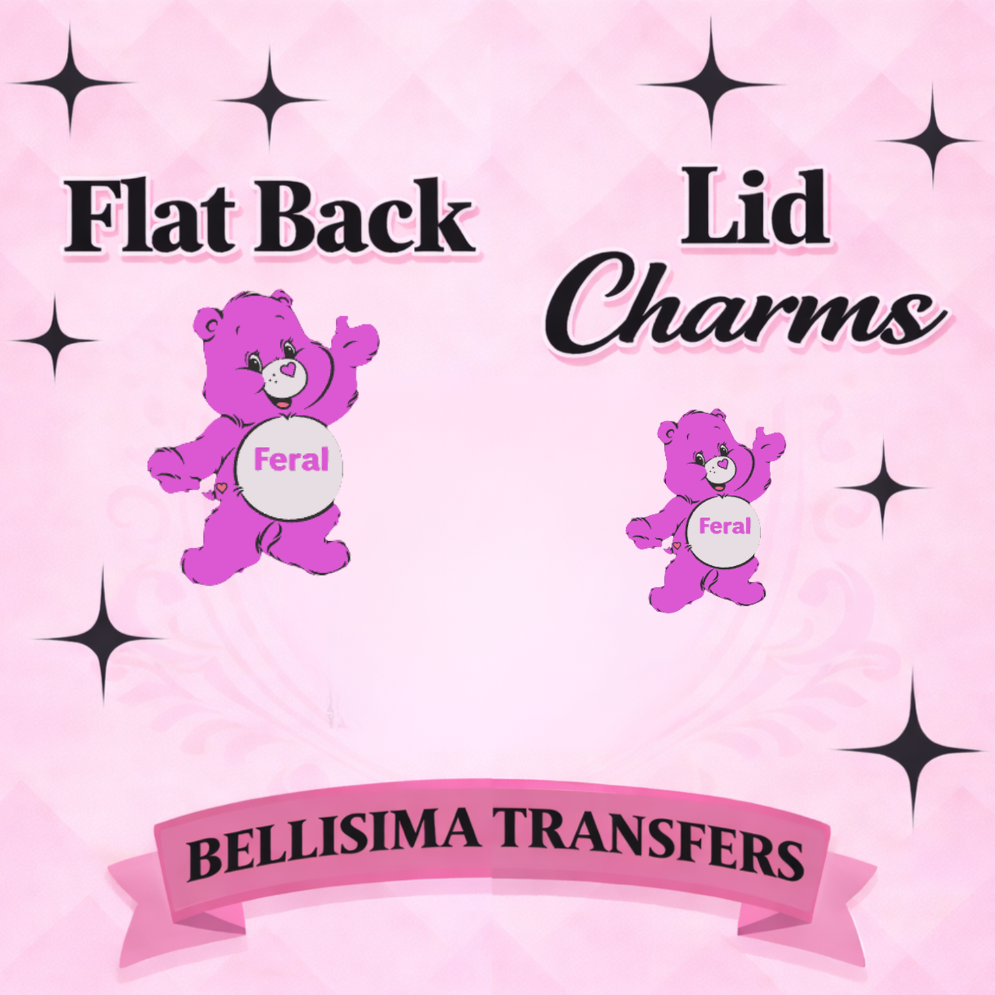 FERAL BEAR  Flat Back Lid Charms