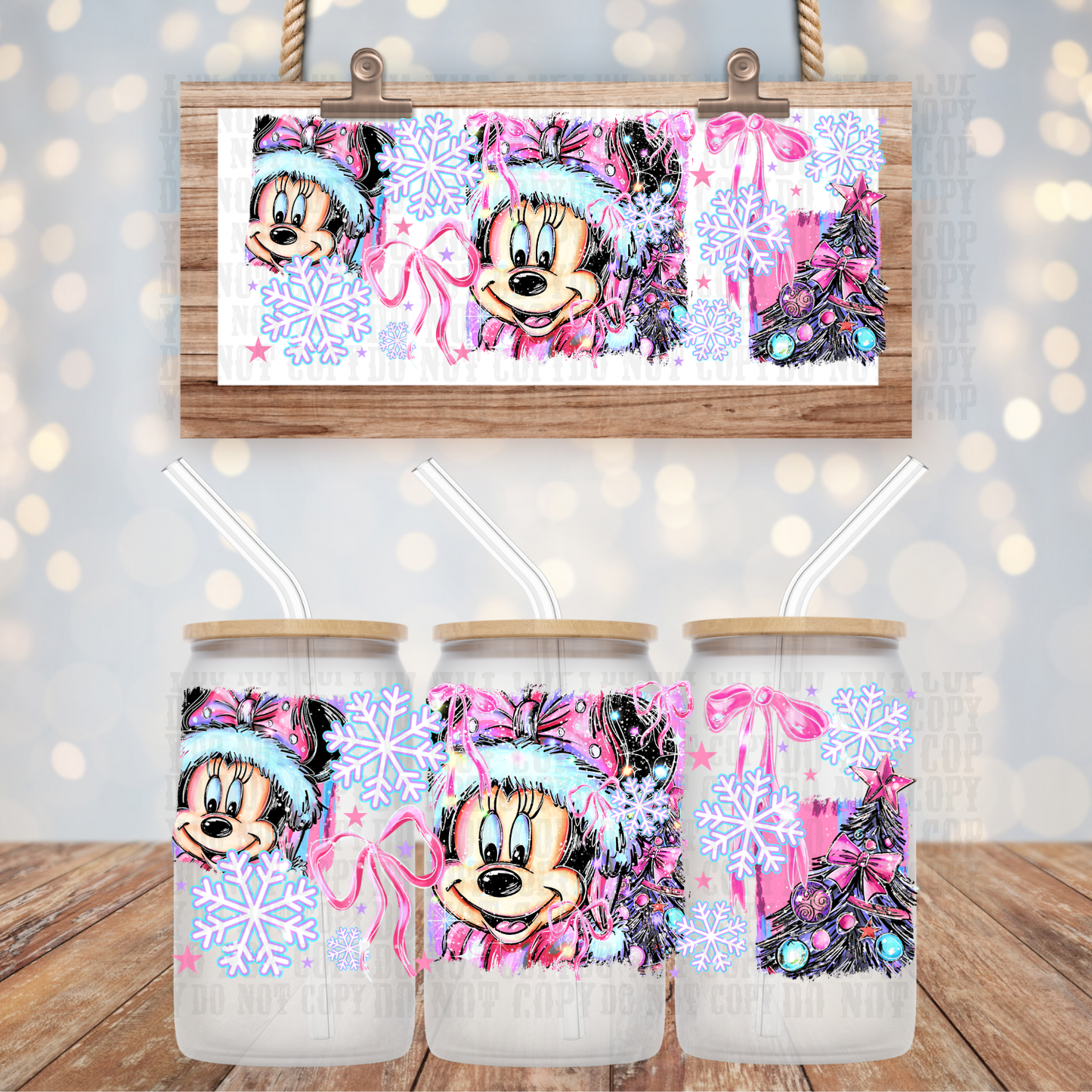 HOLIDAY MS. MOUSE  UV DTF CUP WRAP