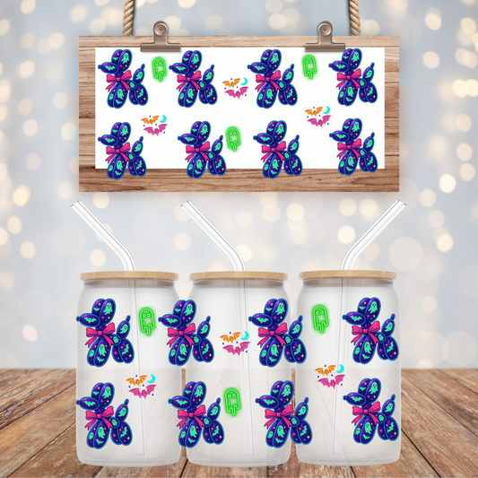 NEON GHOST BALLOON DOG STACKED  UV DTF CUP WRAP
