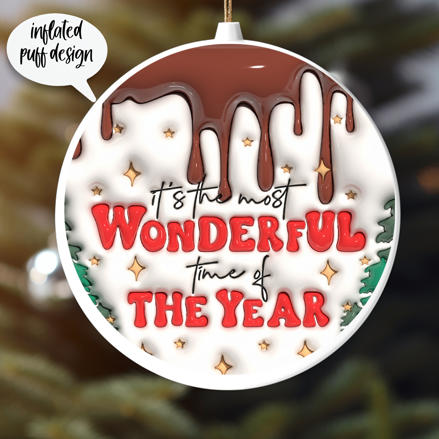 WONDERFUL TIME-INFLATED PUFF DESIGN UV DTF ORNAMENT DECAL