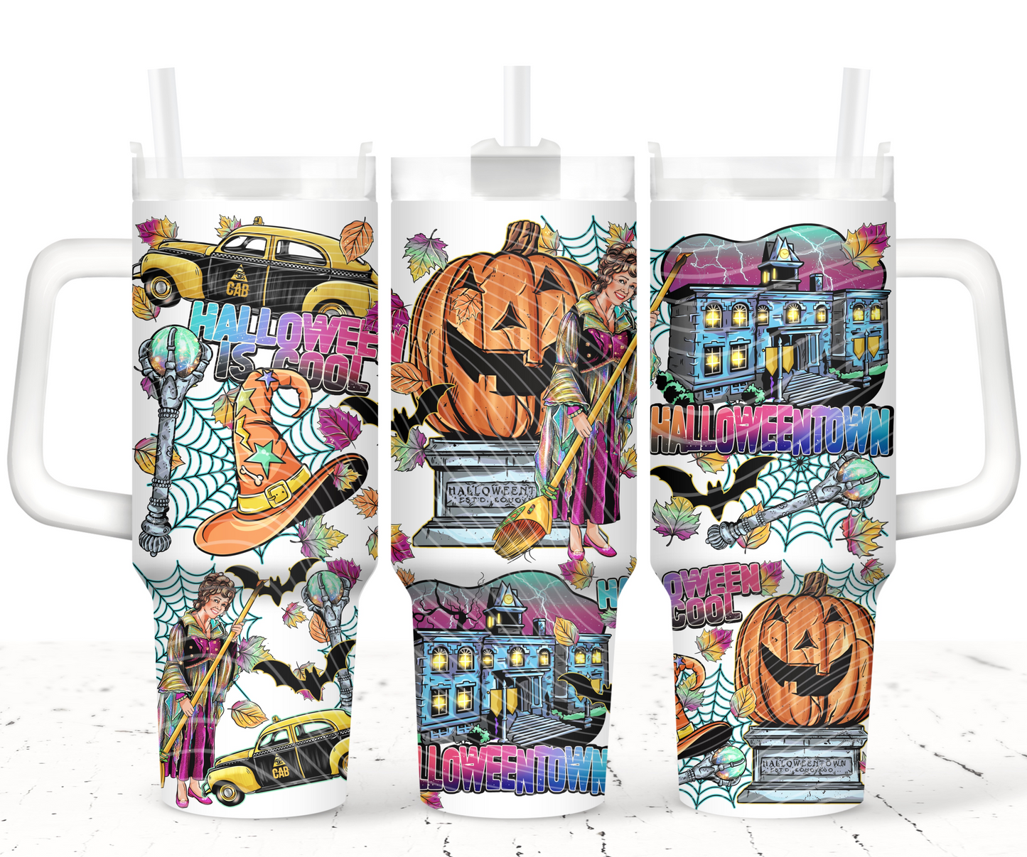 40oz  HALLOWEEN TOWN NEON  UV DTF CUP WRAP