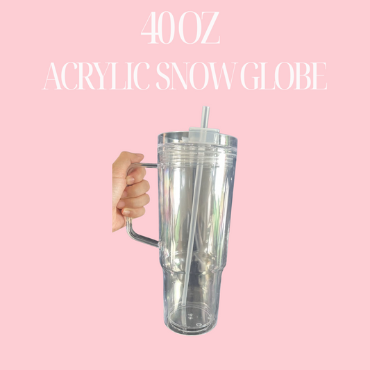 40oz Acrylic Snow Globe Tumbler Pre-Drilled Double Walled