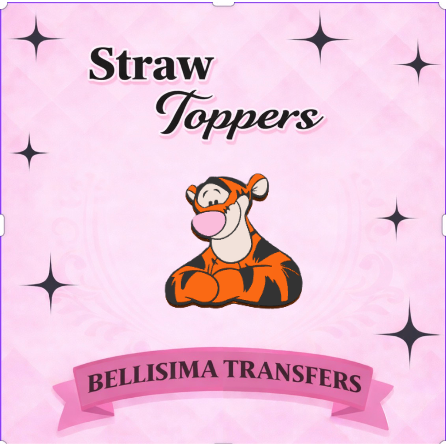 3D Tiger Stripe STRAW TOPPER STANDARD SIZE OR STANLEY
